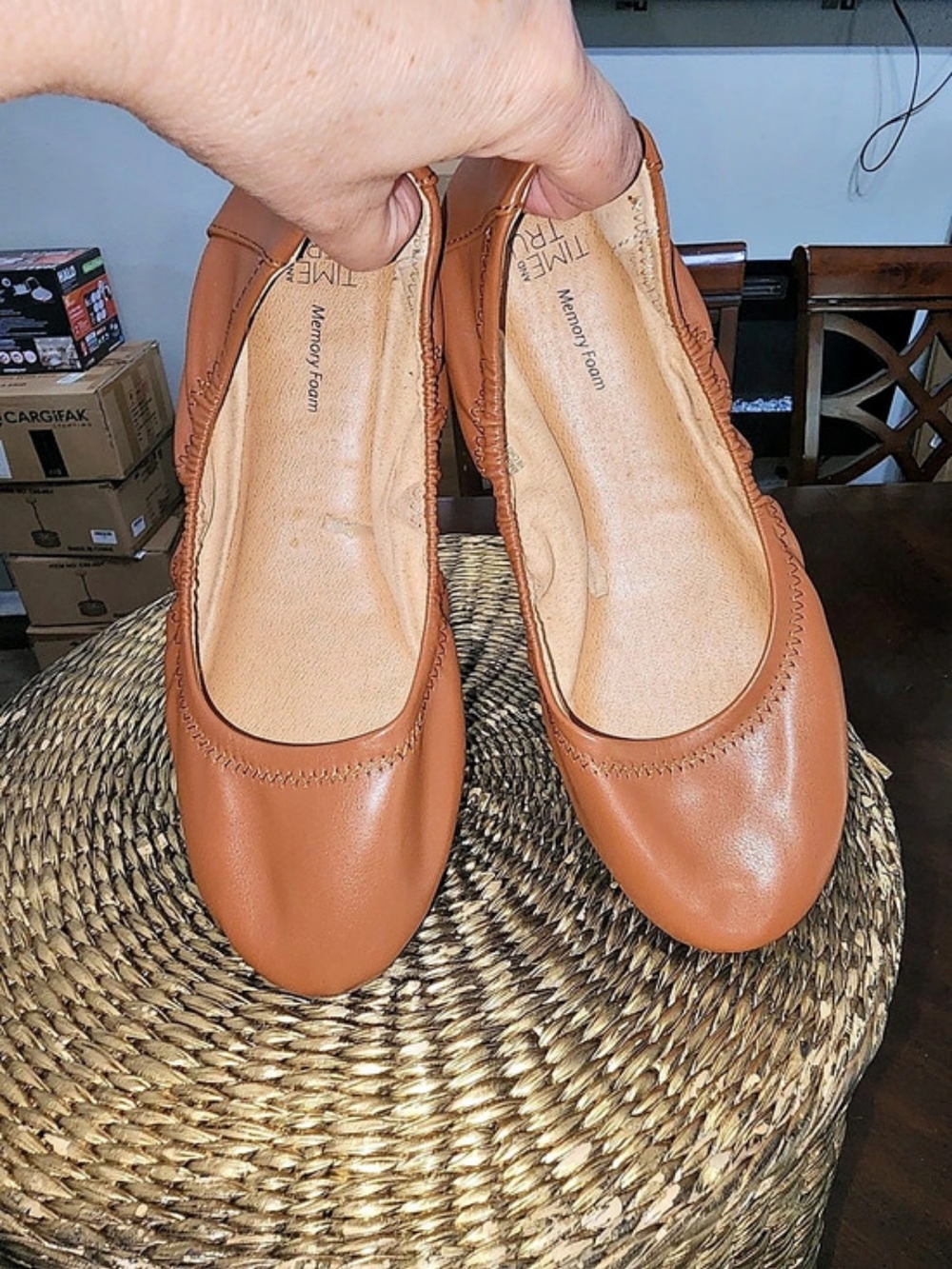 Women's Memory Foam Brown Ballet FlatsTime And Tru  Ballet Flats Brown US 7 - Picture 10 of 10